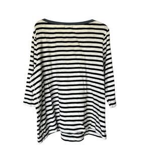 LAUREN JEAN COMPANY zip chambray shoulders nautical blue white stripe plus sz 2X